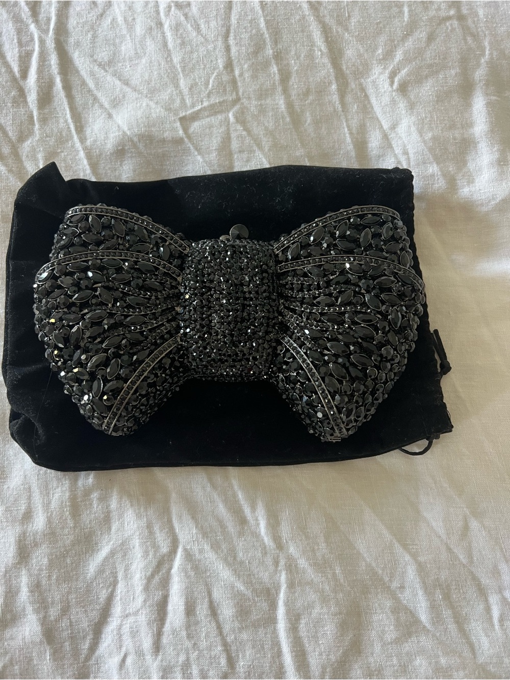 Black Crystal Bow Evening Clutch
